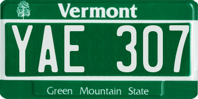 VT license plate YAE307