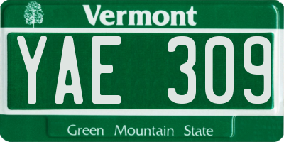 VT license plate YAE309