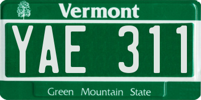 VT license plate YAE311