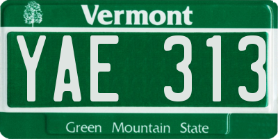 VT license plate YAE313