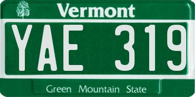 VT license plate YAE319