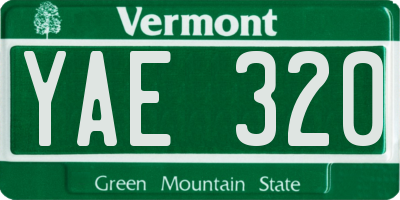 VT license plate YAE320