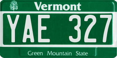 VT license plate YAE327