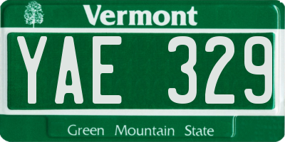 VT license plate YAE329