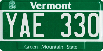 VT license plate YAE330