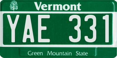 VT license plate YAE331