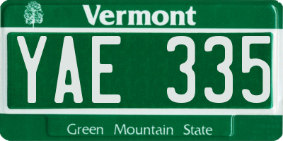 VT license plate YAE335