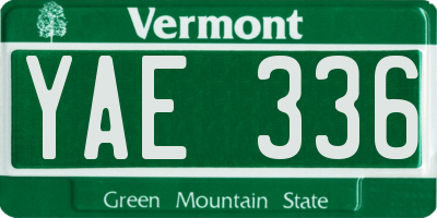 VT license plate YAE336