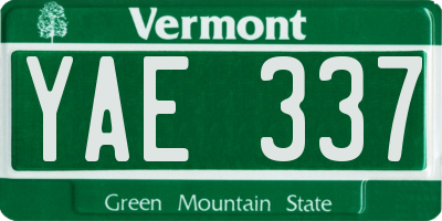 VT license plate YAE337