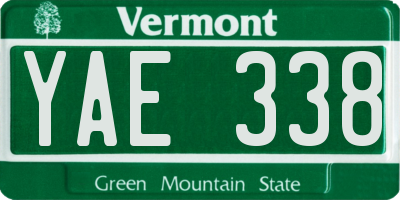 VT license plate YAE338