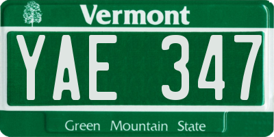 VT license plate YAE347