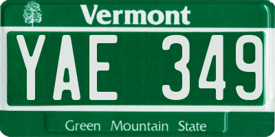 VT license plate YAE349
