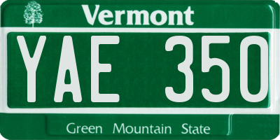 VT license plate YAE350