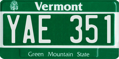 VT license plate YAE351