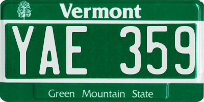 VT license plate YAE359