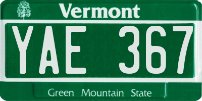 VT license plate YAE367