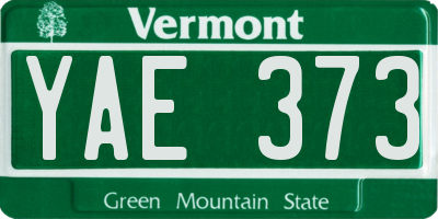 VT license plate YAE373