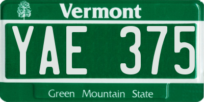 VT license plate YAE375