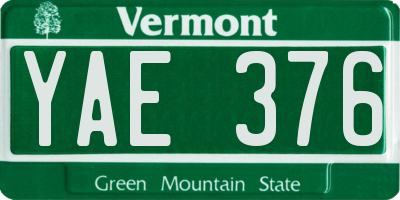 VT license plate YAE376