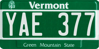 VT license plate YAE377