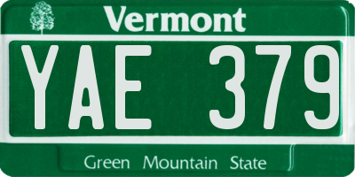 VT license plate YAE379