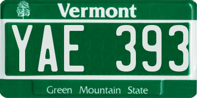 VT license plate YAE393