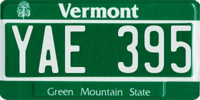 VT license plate YAE395
