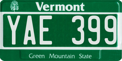 VT license plate YAE399