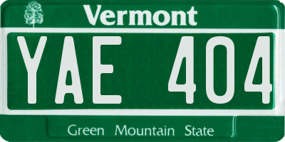 VT license plate YAE404