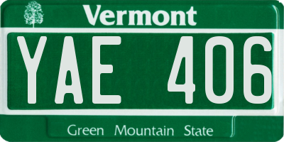 VT license plate YAE406