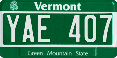 VT license plate YAE407