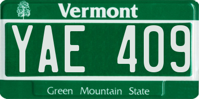 VT license plate YAE409