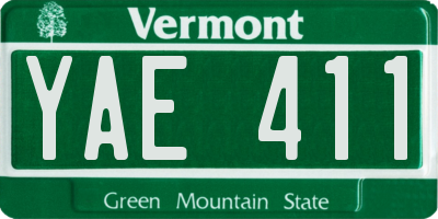 VT license plate YAE411