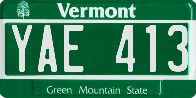 VT license plate YAE413