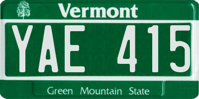 VT license plate YAE415