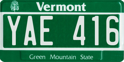 VT license plate YAE416