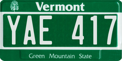 VT license plate YAE417
