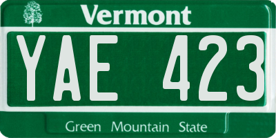 VT license plate YAE423
