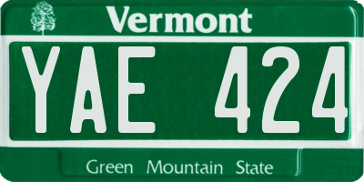 VT license plate YAE424