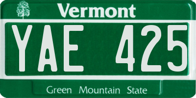 VT license plate YAE425