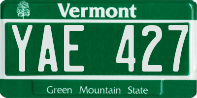 VT license plate YAE427
