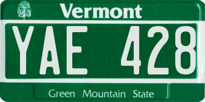 VT license plate YAE428