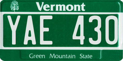 VT license plate YAE430