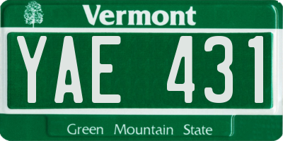 VT license plate YAE431
