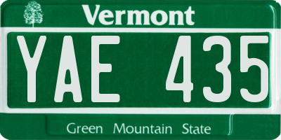 VT license plate YAE435