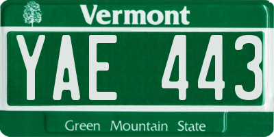 VT license plate YAE443