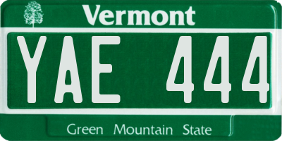 VT license plate YAE444