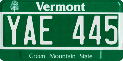 VT license plate YAE445