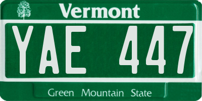 VT license plate YAE447