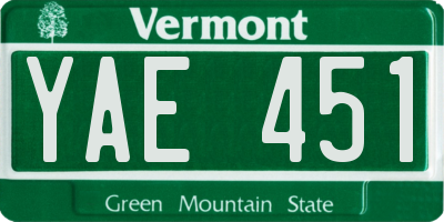 VT license plate YAE451
